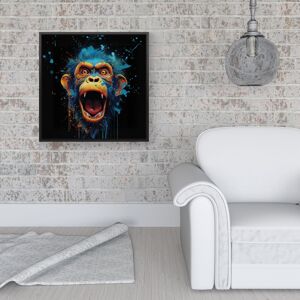 WRT Ltd Crazy Monkey face Splashart Framed Canvas - 16" x 16" - Black WRT Ltd Crazy Monkey face Splashart Framed Canvas - 16" x 16" - Black