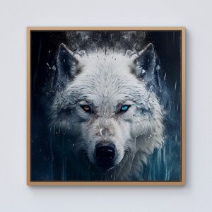 WRT Ltd White Wolf Face Splashart Framed Canvas - 10" x 10" - Pine WRT Ltd White Wolf Face Splashart Framed Canvas - 10" x 10" - Pine