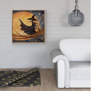 WRT Ltd Whimsical Witch On A Broomstick Framed Canvas - 40" x 40" - White WRT Ltd Whimsical Witch On A Broomstick Framed Canvas - 40" x 40" - White