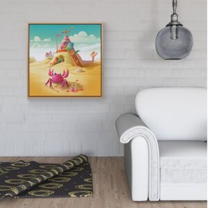 WRT Ltd Pink Crab On A Beach Holiday Framed Canvas - 30" x 30" - White WRT Ltd Pink Crab On A Beach Holiday Framed Canvas - 30" x 30" - White
