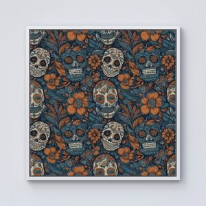 WRT Ltd Dia De Los Muertos Skulls Pattern Framed Canvas - 10" x 10" - White WRT Ltd Dia De Los Muertos Skulls Pattern Framed Canvas - 10" x 10" - White