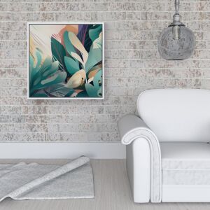 WRT Ltd Abstract Tropical Leaves Framed Canvas - 16" x 16" - White WRT Ltd Abstract Tropical Leaves Framed Canvas - 16" x 16" - White