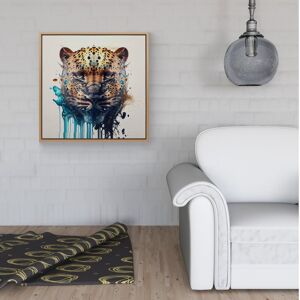 WRT Ltd Leapoard Face Splashart On Light Background Framed Canvas - 40" x 40" - Pine WRT Ltd Leapoard Face Splashart On Light Background Framed Canvas - 40" x 40" - Pine