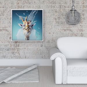 WRT Ltd Giraffe Splashart Framed Canvas - 16" x 16" - White WRT Ltd Giraffe Splashart Framed Canvas - 16" x 16" - White