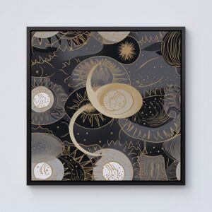 WRT Ltd Abstract Silver Gold Sun and Moon Framed Canvas - 10" x 10" - Black WRT Ltd Abstract Silver Gold Sun and Moon Framed Canvas - 10" x 10" - Black