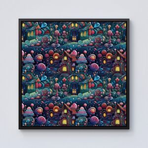 WRT Ltd Whimsical Gingerbread House Pattern Framed Canvas - 10" x 10" - Black WRT Ltd Whimsical Gingerbread House Pattern Framed Canvas - 10" x 10" - Black