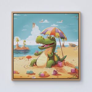 WRT Ltd A Crocodile On A Beach Holiday Framed Canvas - 10" x 10" - Pine WRT Ltd A Crocodile On A Beach Holiday Framed Canvas - 10" x 10" - Pine