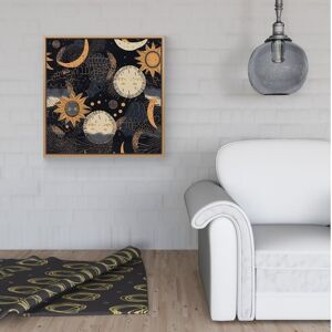 WRT Ltd Gold Sun and Moon Framed Canvas - 30" x 30" - White WRT Ltd Gold Sun and Moon Framed Canvas - 30" x 30" - White