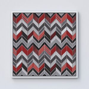 WRT Ltd Red Grey Geometric Pattern Framed Canvas - 10" x 10" - White WRT Ltd Red Grey Geometric Pattern Framed Canvas - 10" x 10" - White