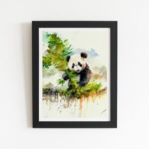 WRT Ltd Panda Eating Bamboo Watercolour Art Prints - 8" x 10" - Black frame WRT Ltd Panda Eating Bamboo Watercolour Art Prints - 8" x 10" - Black frame