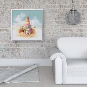 WRT Ltd Cat On A Beach Holiday Framed Canvas - 16" x 16" - White WRT Ltd Cat On A Beach Holiday Framed Canvas - 16" x 16" - White