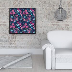 WRT Ltd Cute Colourful Flower Pattern Framed Canvas - 16" x 16" - Black WRT Ltd Cute Colourful Flower Pattern Framed Canvas - 16" x 16" - Black