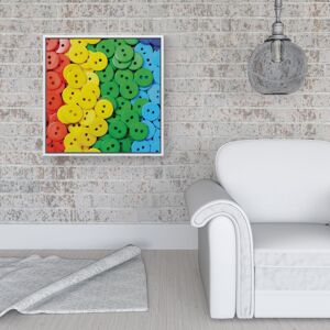 WRT Ltd Colourful Buttons Pattern Framed Canvas - 16" x 16" - White WRT Ltd Colourful Buttons Pattern Framed Canvas - 16" x 16" - White