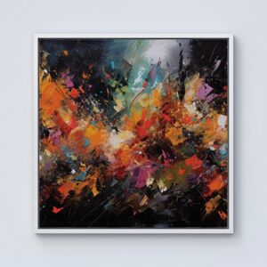 WRT Ltd A Vibrant Abstract Painting Framed Canvas - 10" x 10" - White WRT Ltd A Vibrant Abstract Painting Framed Canvas - 10" x 10" - White