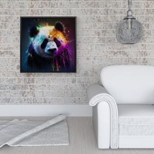 WRT Ltd Panda Face Splashart Colourful Framed Canvas - 16" x 16" - Black WRT Ltd Panda Face Splashart Colourful Framed Canvas - 16" x 16" - Black