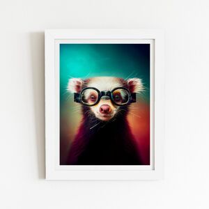 WRT Ltd Ferret Splashart Art Prints - 12" x 16" - White frame WRT Ltd Ferret Splashart Art Prints - 12" x 16" - White frame