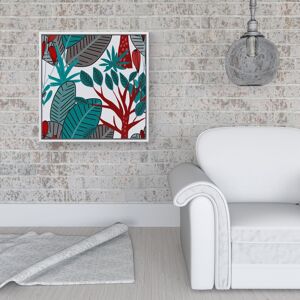 WRT Ltd Jungle Exotic Summer Tropical Leaves Framed Canvas - 16" x 16" - White WRT Ltd Jungle Exotic Summer Tropical Leaves Framed Canvas - 16" x 16" - White