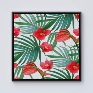 WRT Ltd Tropical Flowers And Palm Leaves Hawaiian Framed Canvas - 10" x 10" - Black WRT Ltd Tropical Flowers And Palm Leaves Hawaiian Framed Canvas - 10" x 10" - Black