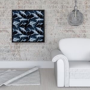 WRT Ltd Hand Drawn Shark Pattern Framed Canvas - 16" x 16" - Black WRT Ltd Hand Drawn Shark Pattern Framed Canvas - 16" x 16" - Black