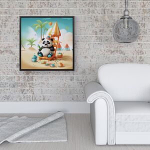 WRT Ltd Panda On A Beach Holiday Framed Canvas - 16" x 16" - Black WRT Ltd Panda On A Beach Holiday Framed Canvas - 16" x 16" - Black
