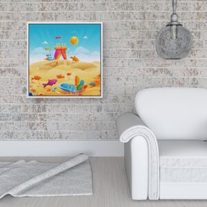 WRT Ltd Fishes On A Beach Holiday Framed Canvas - 16" x 16" - White WRT Ltd Fishes On A Beach Holiday Framed Canvas - 16" x 16" - White