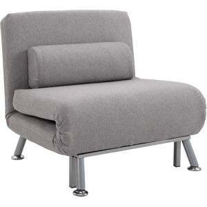 MHSTAR UK LTD HOMCOM Single Folding 5 Position Convertible Sleeper Chair Sofa Bed Grey Silver