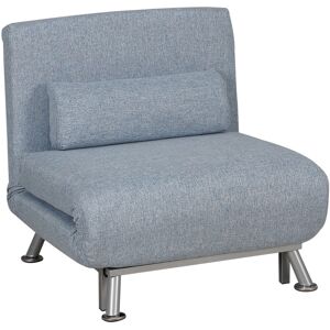 MHSTAR UK LTD HOMCOM Single Folding 5 Position Convertible Sleeper Chair Sofa Bed Blue