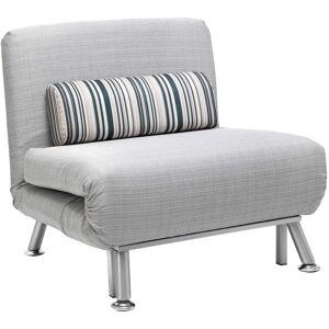 MHSTAR UK LTD HOMCOM Single Folding 5 Position Convertible Sleeper Chair Sofa Bed Grey, Silver