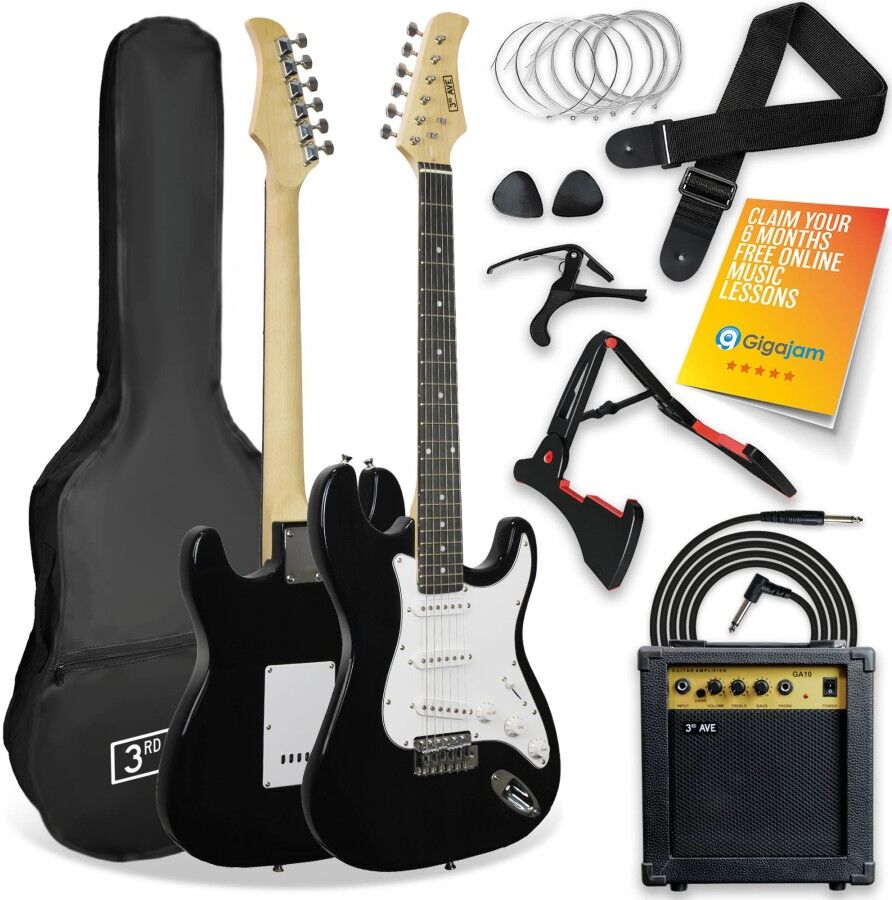 NORMANS (BURTON UPON TRENT) LIMITED 3rd Avenue Full Size Electric Guitar Pack - Black