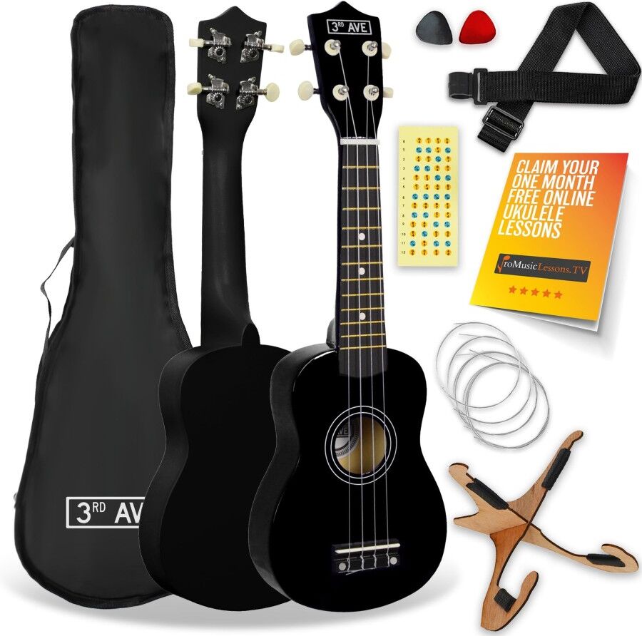 NORMANS (BURTON UPON TRENT) LIMITED 3rd Avenue Soprano Ukulele Starter Pack - Black