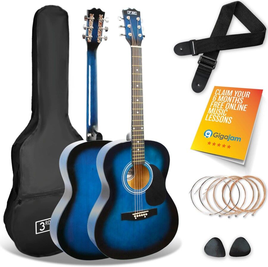 NORMANS (BURTON UPON TRENT) LIMITED 3rd Avenue Full Size Acoustic Guitar Pack - Blueburst