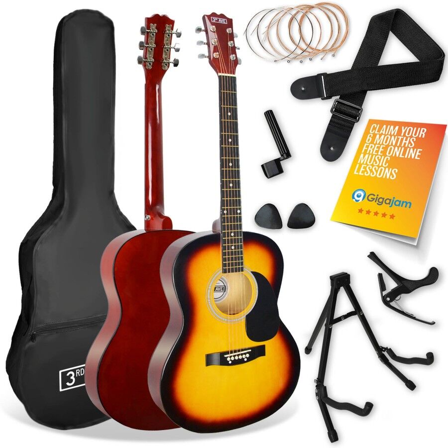 NORMANS (BURTON UPON TRENT) LIMITED 3rd Avenue Full Size Acoustic Guitar Premium Pack - Sunburst