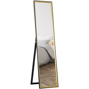MHSTAR UK LTD HOMCOM Full Length Mirror, 37 x 157cm Wall Mounted, Leaning, Free Standing Mirror, Framed Full Body Mirror for Living Room, Bedroom, Black