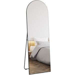 MHSTAR UK LTD HOMCOM Arched Full Length Mirror, 50 x 150cm Wall Mounted, Leaning, Free Standing Mirror, Frameless Full Body Mirror for Living Room, Bedroom, Black