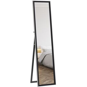 MHSTAR UK LTD HOMCOM Full Length Mirror, 37 x 157cm Wall Mounted, Leaning, Free Standing Mirror, Framed Full Body Mirror for Living Room, Bedroom, Black