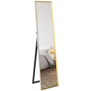 MHSTAR UK LTD HOMCOM Full Length Mirror, 37 x 157cm Wall Mounted, Leaning, Free Standing Mirror, Framed Full Body Mirror for Living Room, Bedroom, White