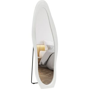 MHSTAR UK LTD HOMCOM Irregular Wavy Mirror Full Length 160x50cm, Arched Floor Standing Mirror, Leaning or Wall Mounted, Velvet Wrapped Floor Mirror for Bedroom, Liv