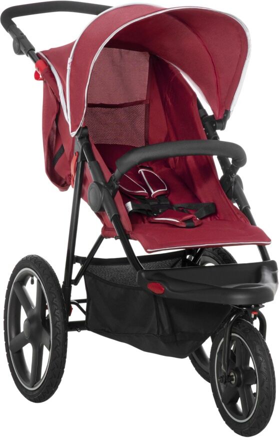 MHSTAR UK LTD HOMCOM 3 Wheeler Pushchair Lightweight Foldable Baby Stroller w/ Fully Reclining, Adjustable Backrest, Canopy, Shopping Basket From Birth to 3 Years