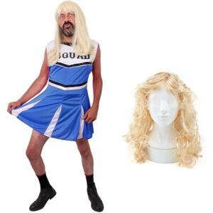 I Love Fancy Dress Blue Cheerleader Stag Costume - XLarge