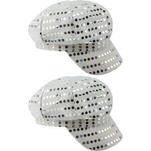 I Love Fancy Dress 70's Silver Disco Hat for Retro Style - Pack of 2