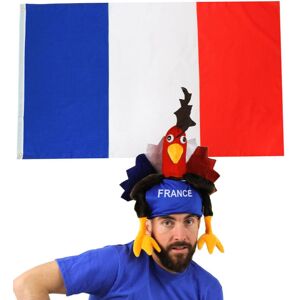 I Love Fancy Dress France 3x5ft Flag & French Cockerel Hat - Pack of 6