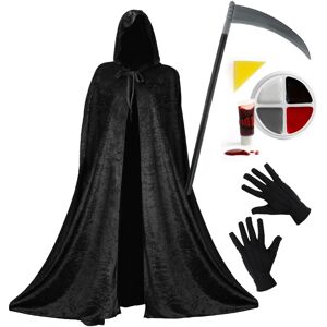 I Love Fancy Dress Adults Reaper Costume - Hooded Cape, Scythe, Gloves & Face Paint