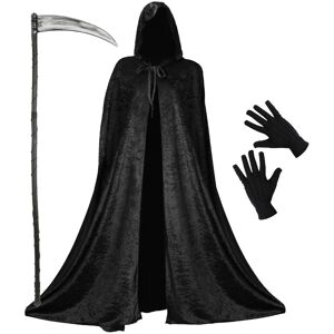 I Love Fancy Dress Adults Reaper Costume - Hooded Cape, Deluxe Scythe & Gloves