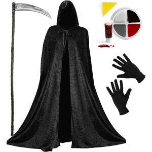 I Love Fancy Dress Adults Reaper Costume - Hooded Cape, Deluxe Scythe, Gloves & Face Paint