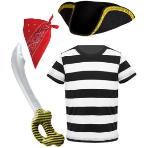 I Love Fancy Dress Childs Pirate Costume Set - Striped Top, Hat, Bandana & Inflatable Sword - L