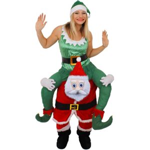I Love Fancy Dress Santa Christmas Pick Me Up Costume with Elf Outfit - Large