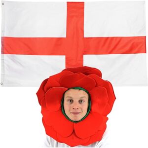 I Love Fancy Dress St George's Day Set: Rose Hat & 5ft Flag - Pack of 1