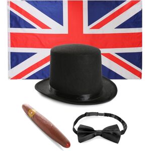 I Love Fancy Dress Winston Churchill - Top Hat Accessory Costume Set with flag