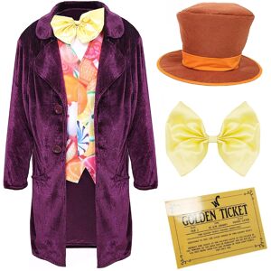 I Love Fancy Dress Willy Wonka World Book Day Costume for Kids - Medium - Costume & Golden Ticket I Love Fancy Dress Willy Wonka World Book Day Costume for Kids - Medium - Costume & Golden Ticket