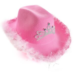 I Love Fancy Dress Tiara Cowgirl Hat with Marabou Trim - Pink I Love Fancy Dress Tiara Cowgirl Hat with Marabou Trim - Pink